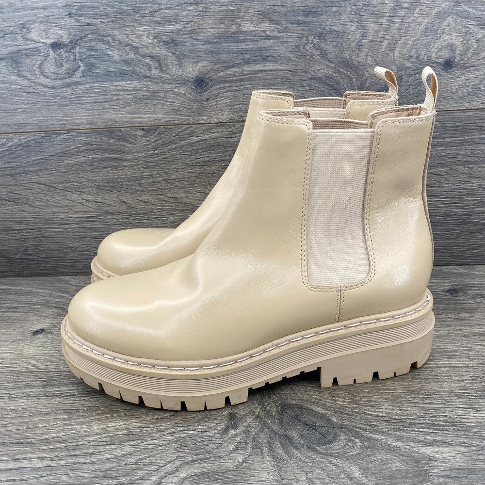 Sam Edelman Laguna Modern Leather Chelsea Pull On Boots Women's Size 7.5‎ Ivory
